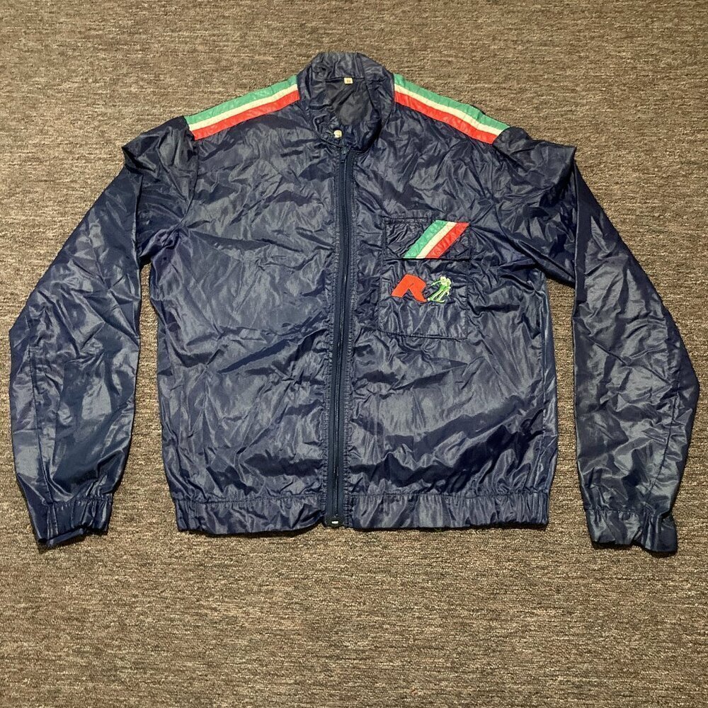 RARE Vintage Roces Ski‎ Boots Jacket Size 52 Large Embroidered Windbreaker Blue